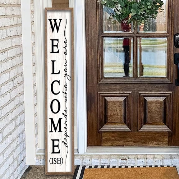 Cskhip Welcome-ish Rustic Wood Signs Pantry Street Signs Vintage Wood Plaque Farmhouse Wall Art Wall Decor for Home Man Cave Door Porch Garden Party 6" x 16"