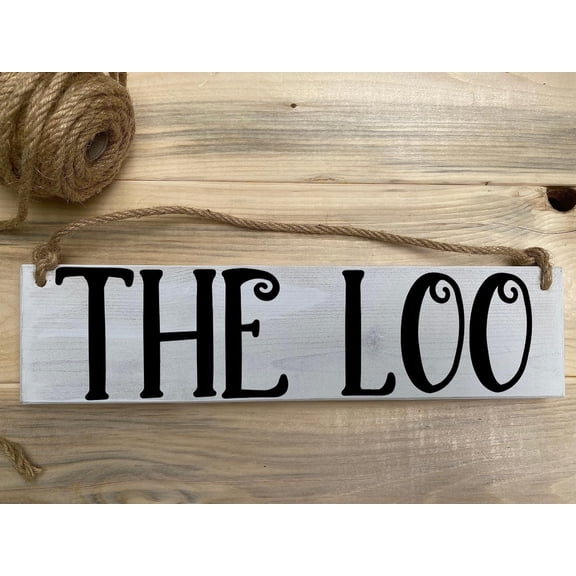 Cskhip Wood Signs Bathroom Sign Bathroom Decor Little The Loo Sign Wooden Signs With Sayings 4" x 16"