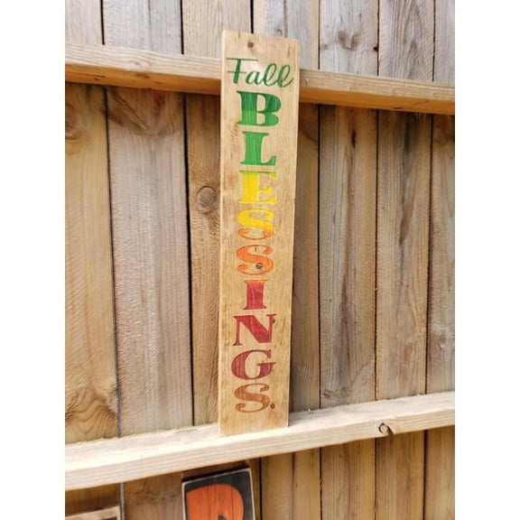 Cskhip Wood Signs Fall Blessings- Rustic wood sign Wooden Signs With Sayings 4x16 inch