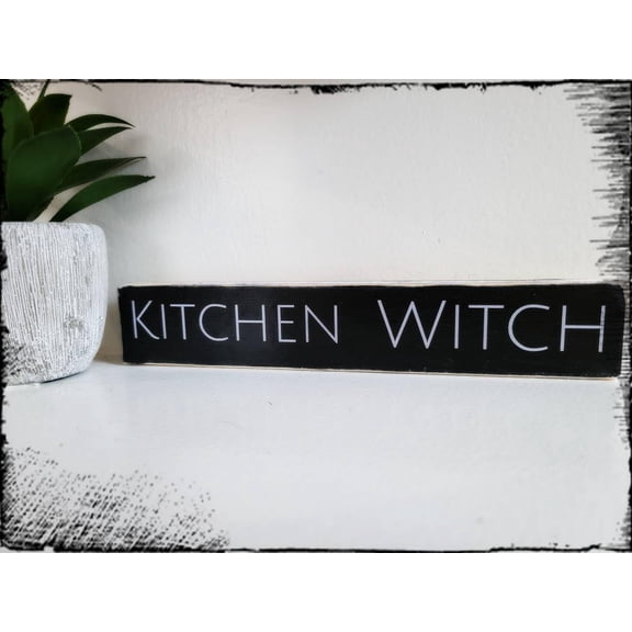 Cskhip Wood Signs Kitchen witch wood sign Wooden Signs With Sayings 6" x 16"
