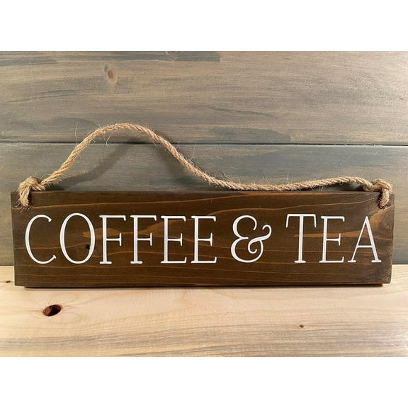 Cskhip Wood Signs Little Coffee & Tea Sign Kitchen Sign Kitchen Decor Coffee Nook Wooden Signs With Sayings 6" x 16"