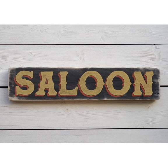 Cskhip Wood Signs SALOON Vintage Style Wooden Sign. Handmade Retro Home Gift Wooden Signs With Sayings 4" x 16"