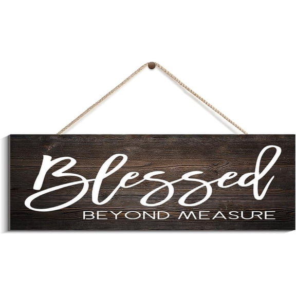 Cskhip Wooden Hanging Sign Wall Art Decorative Plaque Blessed Beyond Measure Sign Blessed Sign Blessed Wall Decor Gift for Friend, Wooden Sign Sign for Home 4" x 16"