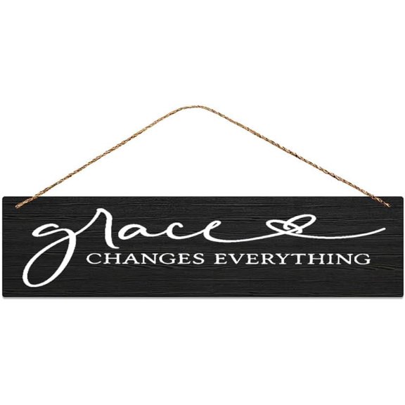 Cskhip Wooden Hanging Sign Wall Art Decorative Plaque Grace Changes Everything Wood Sign Cabin Sign Outdoor Sign Rustic Welcome Rustic Decor Family Wooden Sign 4" x 16"