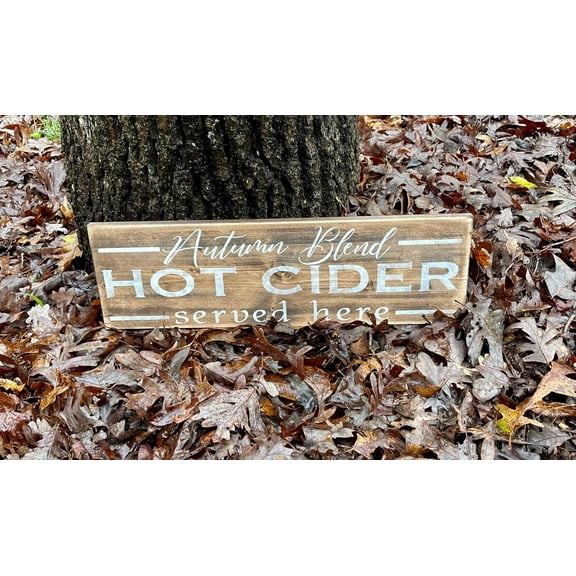Cskhip Wooden Sign Decor Hot Cider Fall Sign Apple Cider Sign Fall Sign Fall Decor Farmhouse Fall Sign Coffee Bar Sign Novelty Fun Home Family Friends Gift Bathroom Patio Bar Bar 6" x 16"