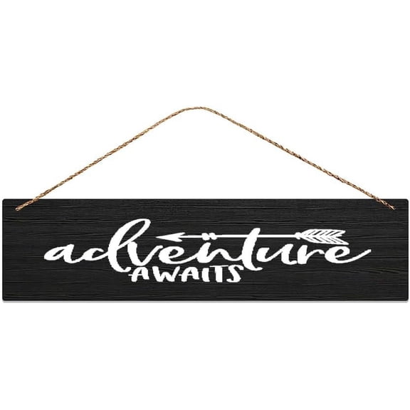 Cskhip Wooden Sign Room Decorations Adventure Awaits Wood Signs Home Wall Art Decor Indoor Outdoor Plaque Gift 4" x 16"