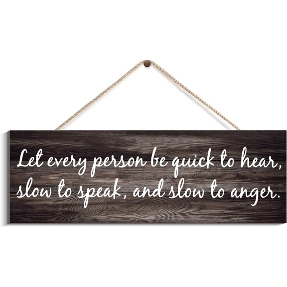 Cskhip Wooden Wall Art Decor Decorative Plaque Sign Scripture Let Every Person Be Quick Decorative Wall Hanging Sign Freestanding Farmhouse Country Wall Decor Sign With Sayings 4" x 16"