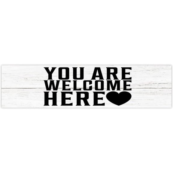 Cskhip You Are Welcome Here Sign Motivational Phrase Wood Plank Plaque Decorative Hanging Wall Art Farmhouse Wall Decorations for Farmhouse Home Kitchen Nursery Bedroom 4" x 16"