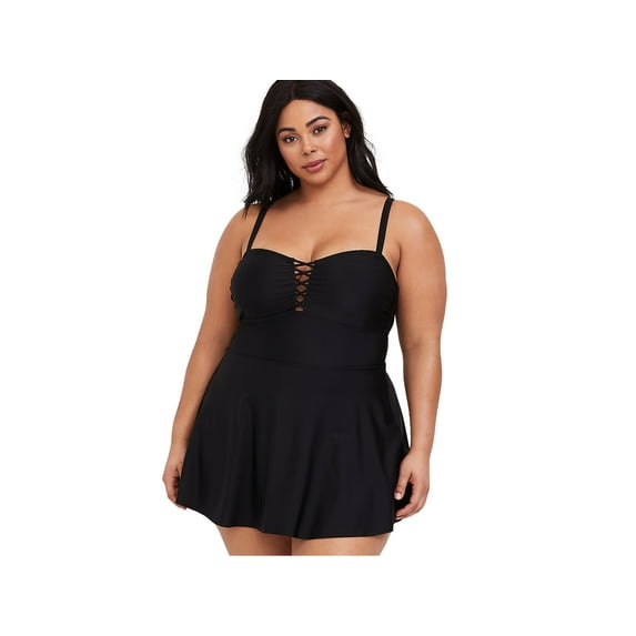 Csndyce Plus Size Skirt Swimsuit for Women One Piece Tummy Control Swimwear Slimming Bathing Suit Dress