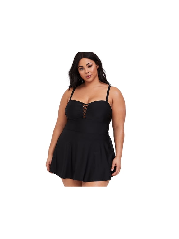 Plus Size Skirt Swimsuit for Women One Piece Tummy Control Swimwear Slimming Bathing Suit Dress