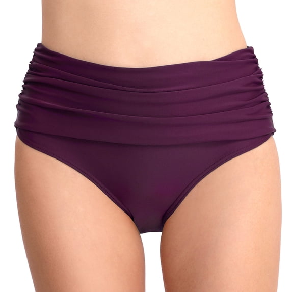 Csndyce Women High Waisted Bikini Swimwear Bottom Retro Ruched Tummy Control Tankini Briefs Female