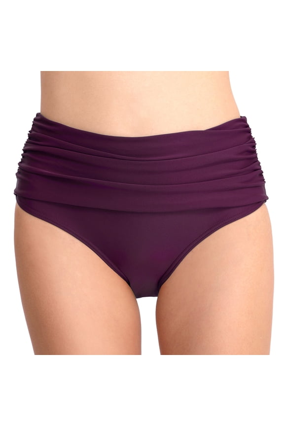 Women High Waisted Bikini Swimwear Bottom Retro Ruched Tummy Control Tankini Briefs Female