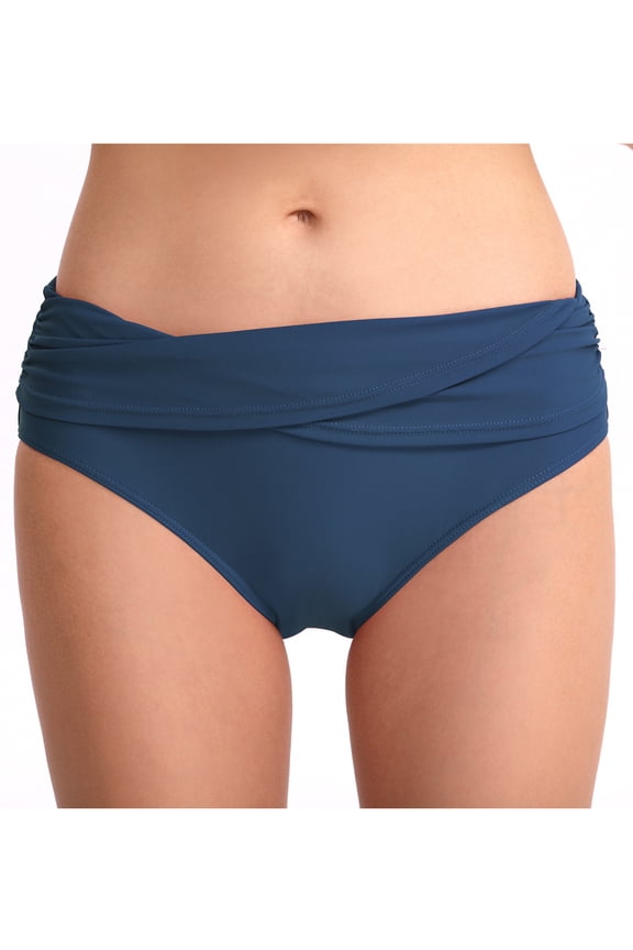 Women Sexy Swimming Bottom Mid Waist Beach Bikini Ruched Tummy Control Tankini Shorts Female