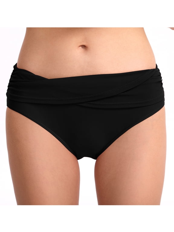 Women Sexy Swimming Bottom Mid Waist Beach Bikini Ruched Tummy Control Tankini Shorts Female