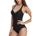 thumbnail image 1 of Csndyce Women's One Piece Swimsuits Sexy Criss Cross-Back V Neck Tummy Control Swimwear Female, 1 of 8