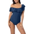 thumbnail image 1 of Csndyce Women's Ruffled One Piece Swimsuits off Shoulder Tummy Control Halter Bathing Suit Female, 1 of 9