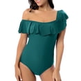 thumbnail image 1 of Csndyce Women's Ruffled One Piece Swimsuits off Shoulder Tummy Control Halter Bathing Suit Female, 1 of 7