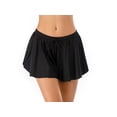 thumbnail image 1 of Csndyce Women's Swim Skirt High Waist Black Ruffle Trim Swimsuit Bottoms Swimming Skort 2-in-1 Skirt, 1 of 6