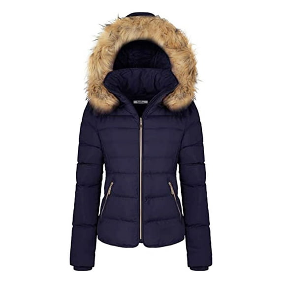 Csndyce Women's Winter Puffer Coat Removable Hood Thicken Parka Coat Fleece Lined Warm Winter Jacket