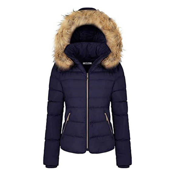 Csndyce Women's Winter Puffer Coat Removable Hood Thicken Parka Coat Fleece Lined Warm Winter Jacket