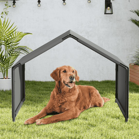 Euqvunn Dog Shade Shelter, Portable Outdoor Dog Tent with Waterproof Cover, Pet Shade House for Garden, Patio, Backyard, Travel - Gray