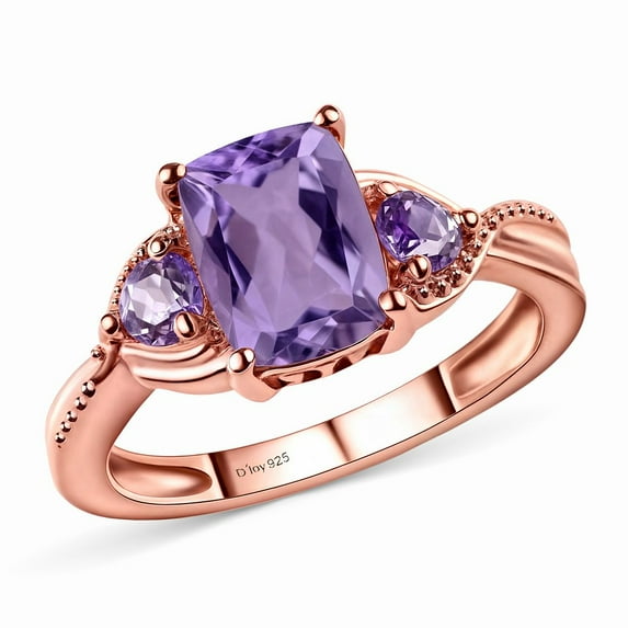 Purple Amethyst Ring Promise Engagement Rings for Women 14K Rose Gold Plated in 925 Sterling Silver Size 11 Amethyst Jewelry for Women Birthday Christmas Gifts for Her
