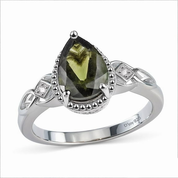 Zircon & Moldavite Rings - Promise Jewelry for Women Size 8 - Wedding Anniversary Engagement Birthday Christmas Gifts