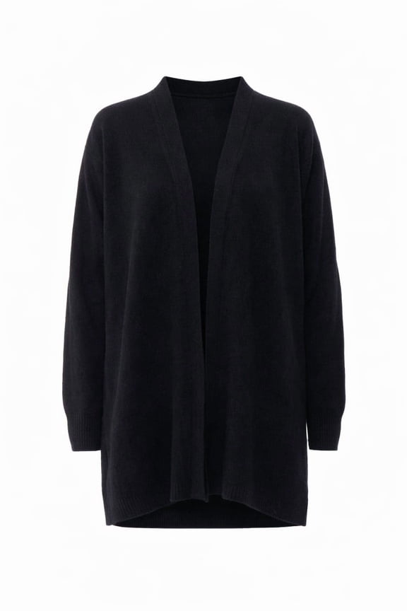 Long Black Cardigan With V-Neckline (Women's)