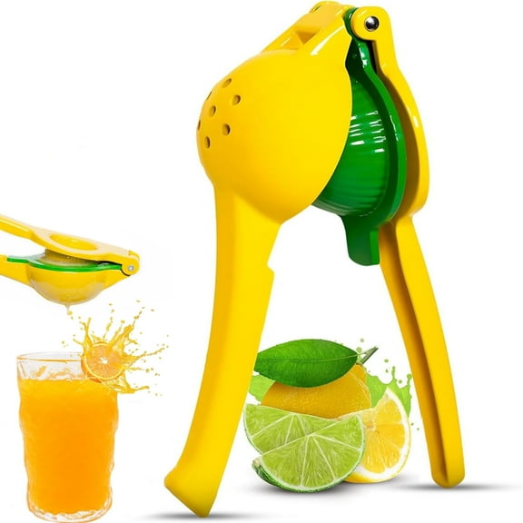 Cteifuer 2 in 1 Lemon Lime Juicer: Hand Juicer Lemon Squeezer - Manual Juicer Citrus Press for Seedless Juice Double Layers Yellow