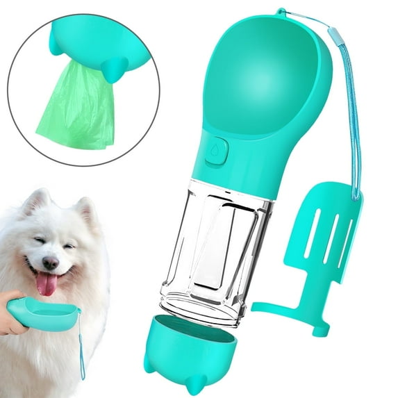 Cteifuer 3-in-1 Leak Proof Pet Outdoor Water Cup with 10oz Drinking Feeder Trash Bag Storage for Outdoor Walking Hiking Travel