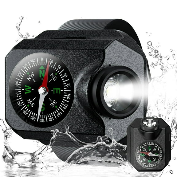 Cteifuer 3-in-1 Super Light LED Flashlight Compass Wrist Watch: Rechargeable XPG LED Watch Flashlight - Outdoor Sports IPX4 Waterproof Wristband Lamp