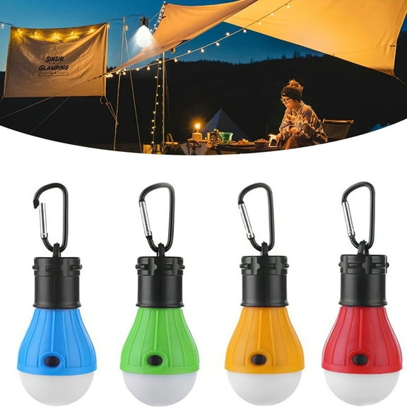 Cteifuer 4 Pack LED Lantern Bulbs: Portable Hanging LED Tent Lights Fishing Lantern Lamp with Clip Hook Outdoors