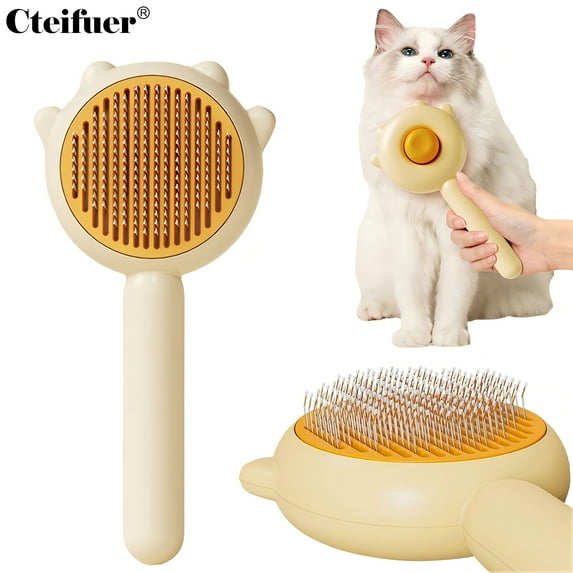 Cteifuer Cat Brushes - Pet Self-Cleaning Slicker Brush with Release Button, Cat Grooming Tool for Long or Short Haired Cats and Dogs