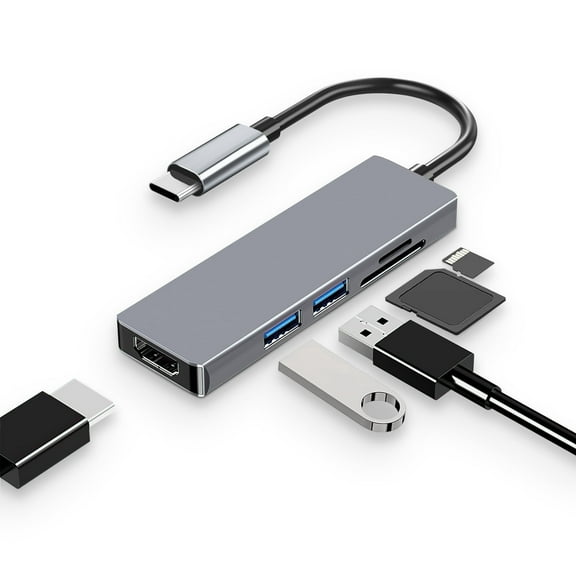 Cteifuer Docking Station: 5 in 1 USB C Hub - Docking Station Dual Monitor with USB TF SD Card Readers Multi-port Hu