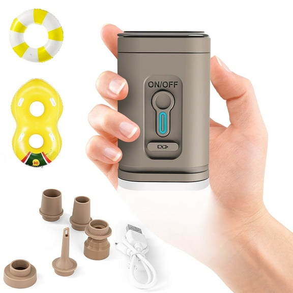Cteifuer Mini Electric Air Pump: USB Rechargeable Deflate Inflate Tiny Pump - Inflate Deflate Pumps with Camping Light for Airbed Pool Floats Swimming Ring Vacuum Bags