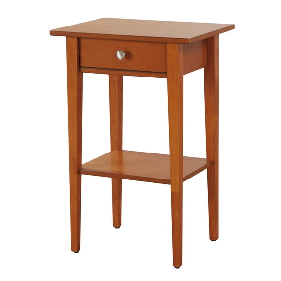 Cterwk 1 Drawer Nightstand End Table with Shelf, Brown