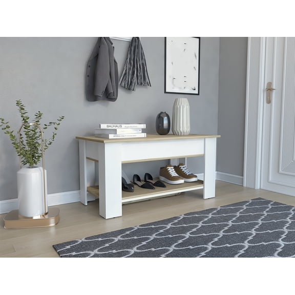 Cterwk 1 Shelf Storage Table, Light Brown + White