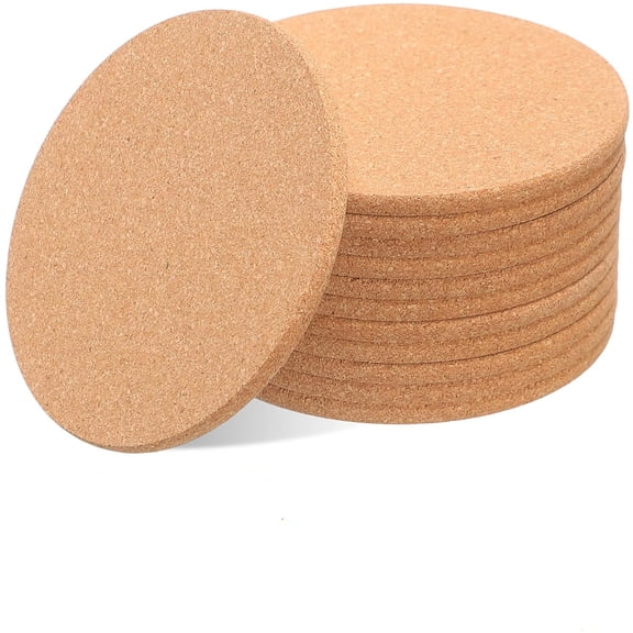 Cterwk 12 Pack Cork Coaster 3.9 Inch Round Cork Coasters Absorbent Heat Resistant Reusable Mat for Coffee, Bar, Kitchen, Dining Table