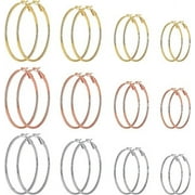 Cterwk 12 Pairs 316L Stainless Steel Hoop Earrings Gold Plated Drop Earring Set for Women Girls