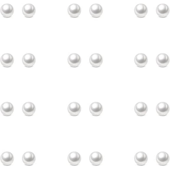 Cterwk 12 Pairs Pearl Earrings 4mm Round Ball Pearls Stud Earrings Hypoallergenic Imitation Pearl Earrings Set for Women