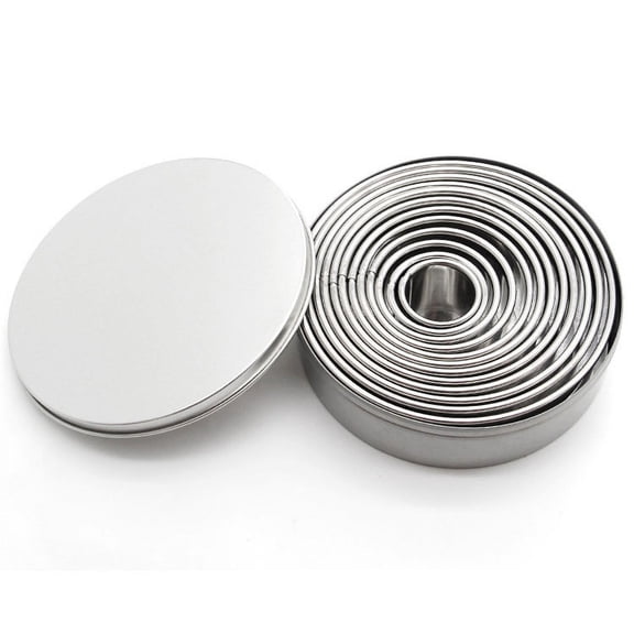 Cterwk 12 Piece Round Cookie Cutters Set Stainless Steel Biscuit Mold Circle Baking Metal Ring Molds for Kitchen, Baking