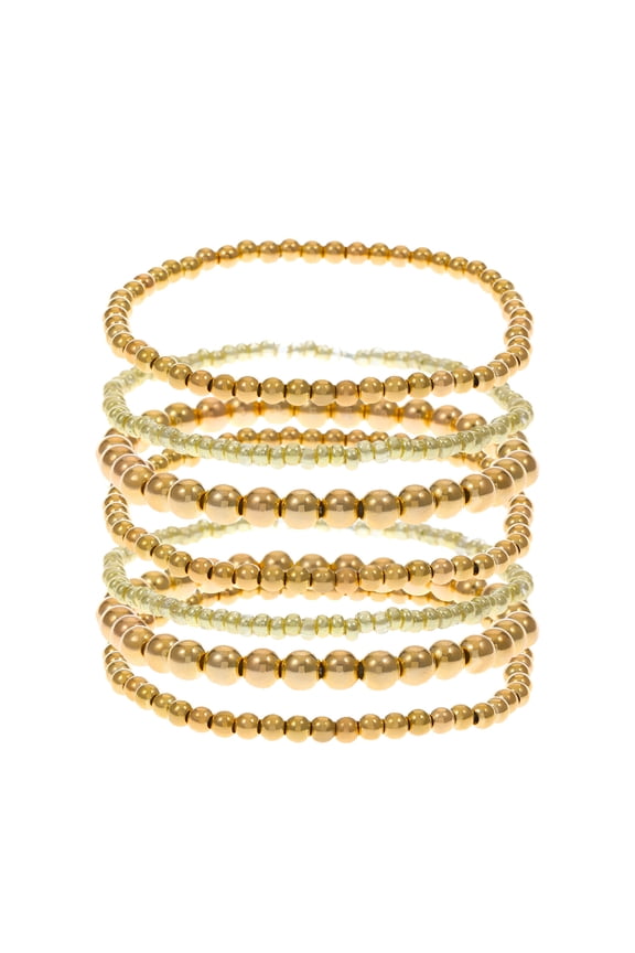 14K Gold Plated Bead Pearl Crystal Beads Bracelet Stake Link Chain Bracelets for Women