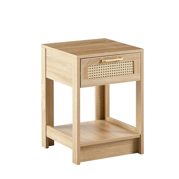 Cterwk 15.75" Rattan End Table Nightstand with Drawer