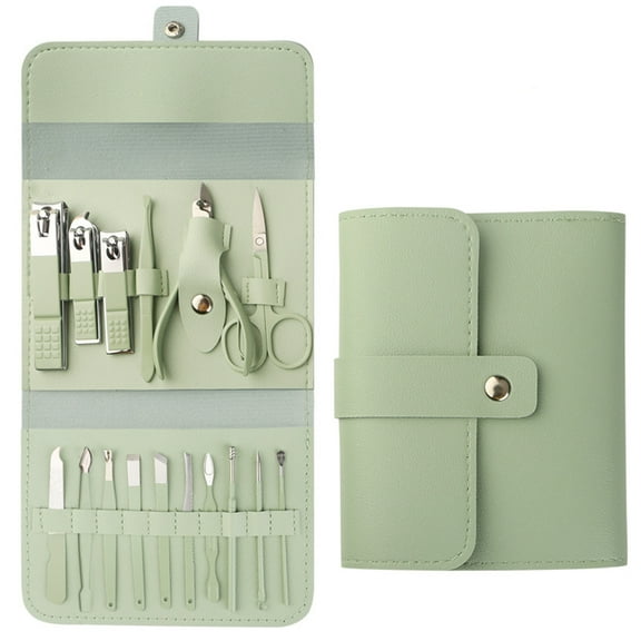Cterwk 16 Pack Professional Stainless Steel Pedicure Grooming Kit Fingernail Toenail Clippers Set Manicure Kit, Green