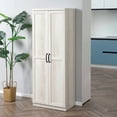 thumbnail image 1 of Cterwk 2 Doors Kitchen Cabinet with 5 Shelf and Handle, Wood Pantry Storage Cabinet for Dining Room, Antique White, 1 of 9