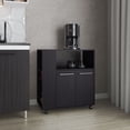 thumbnail image 1 of Cterwk 2 Doors Kitchen Cart with Microwave Shelf and 4 Wheels, Dark Brown, 1 of 8