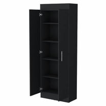 Cterwk 2 Doors Wood Pantry Storage Cabinet with 5 Shelf, Black