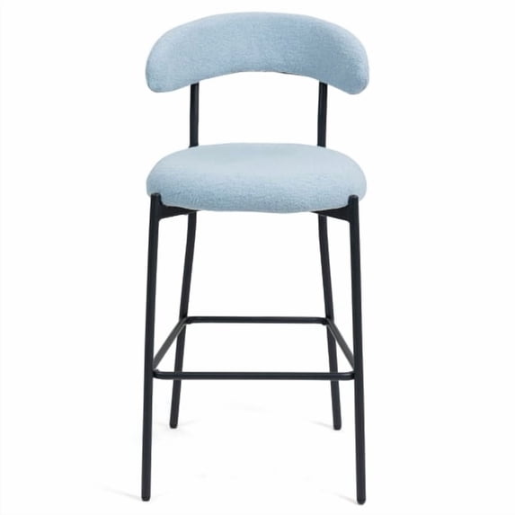 Cterwk 2 Pack 26" Counter Height Bar Stools with Metal Frame, Upholstered Fabric Barstool for Living Room, Bar, Blue