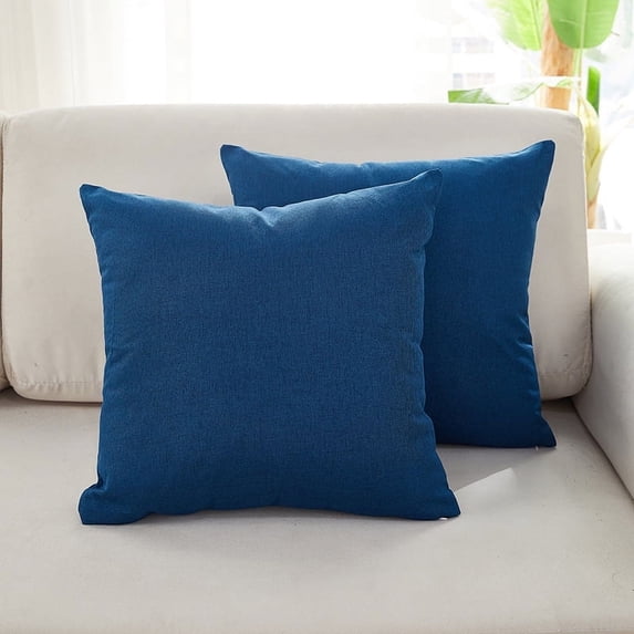 Cterwk 2 Pack Decorative Linen Pillow Cover Pillowcases Square Solid Throw Cushion Case for Sofa Car Couch, 18x18 inch
