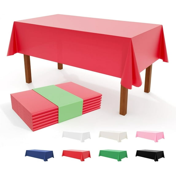 Cterwk 2 Pack Disposable Table Cloth, 54 x 108 Inch Waterproof Rectangle Tablecloths Decorative Plastic Table Cover
